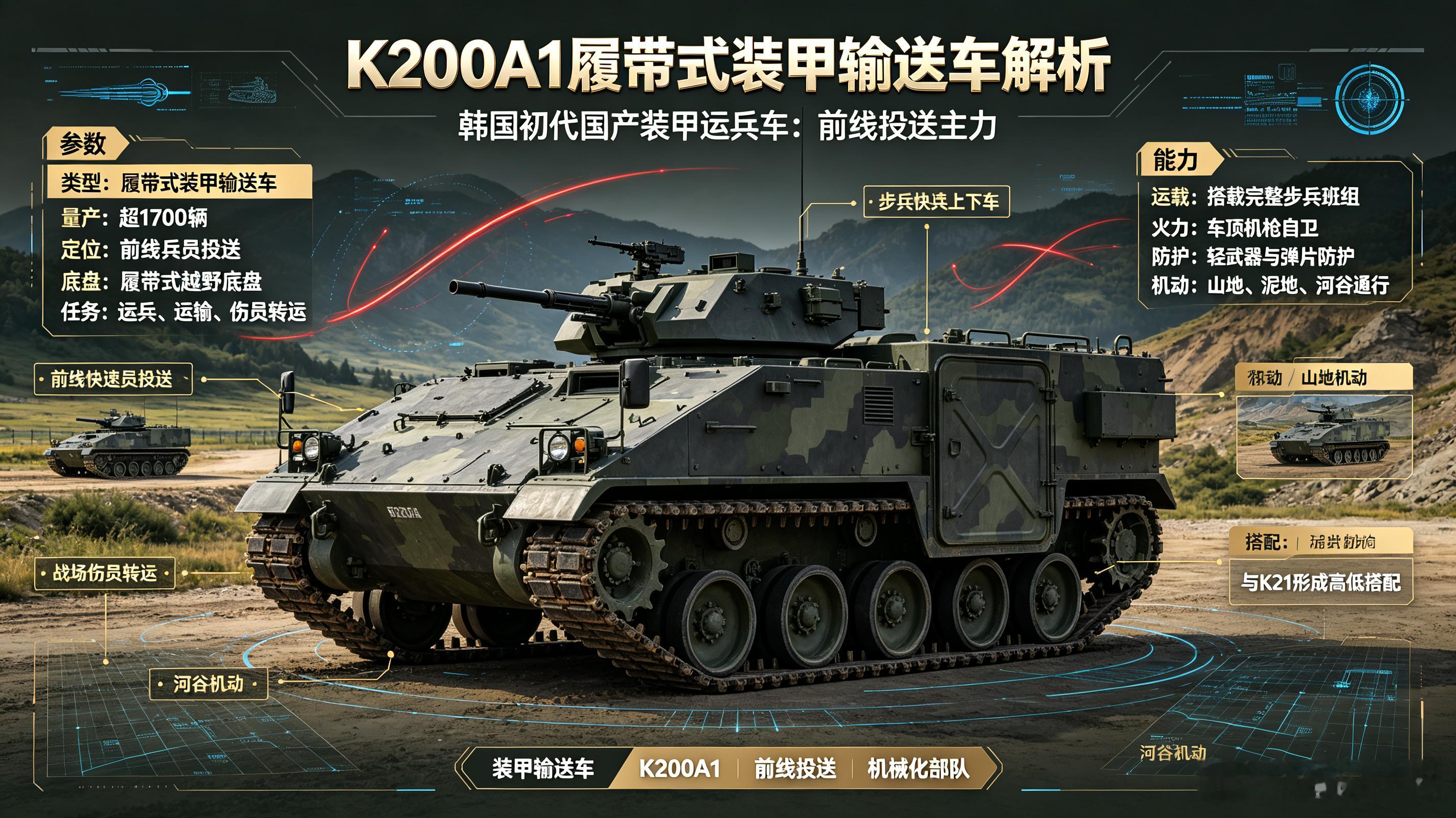 每天认识一件兵器——K200A1履带式装甲输送车今天聊聊韩国装甲力量的“开山之作”——K200A1履