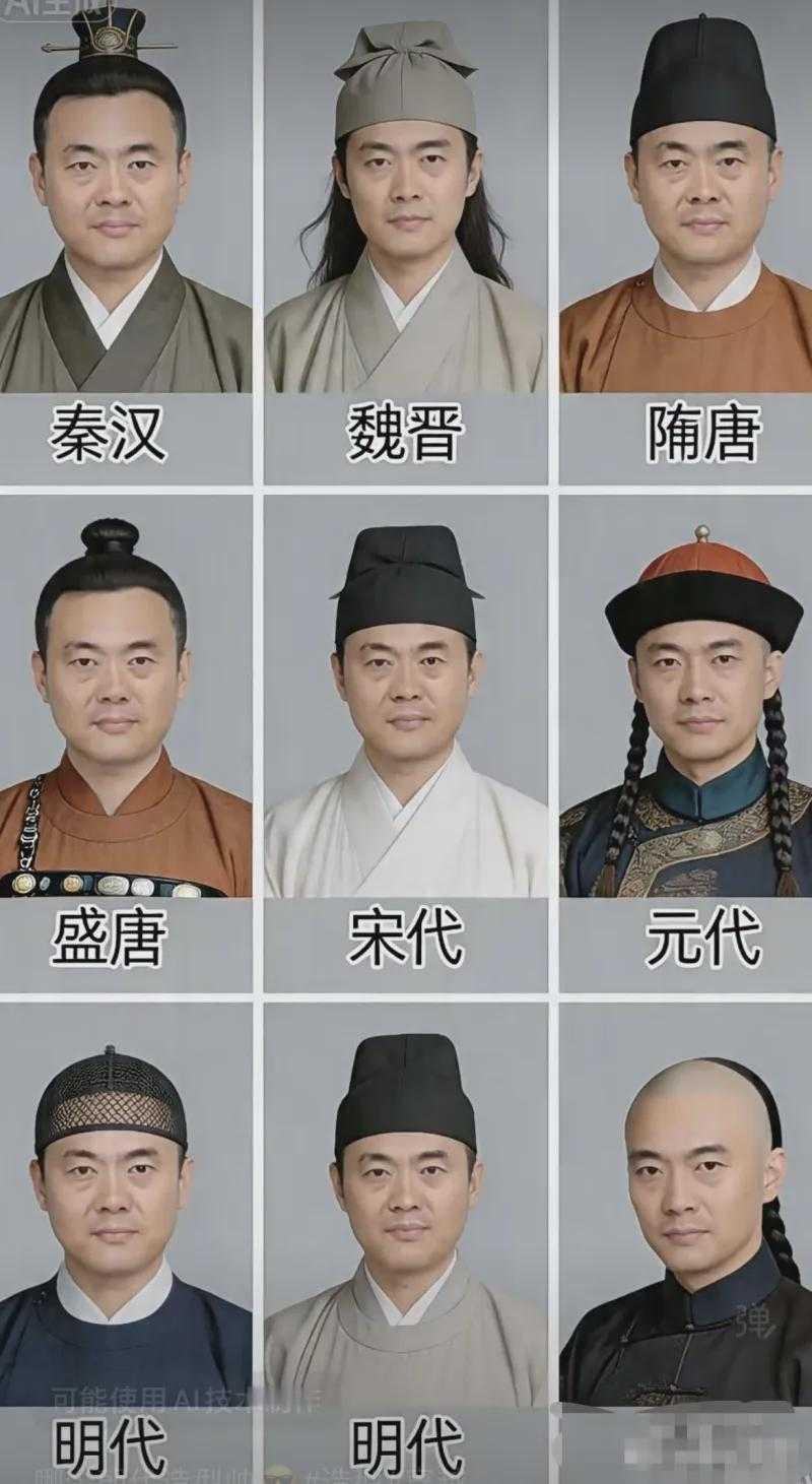 各朝代男子发型。