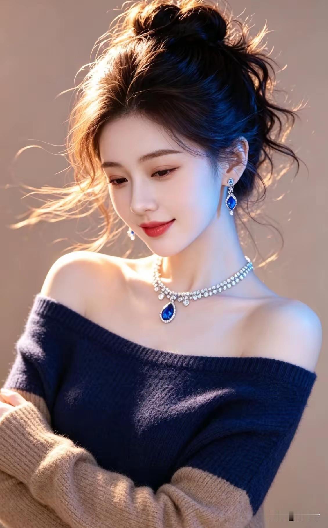 这姑娘好漂亮，耳环好闪亮！
