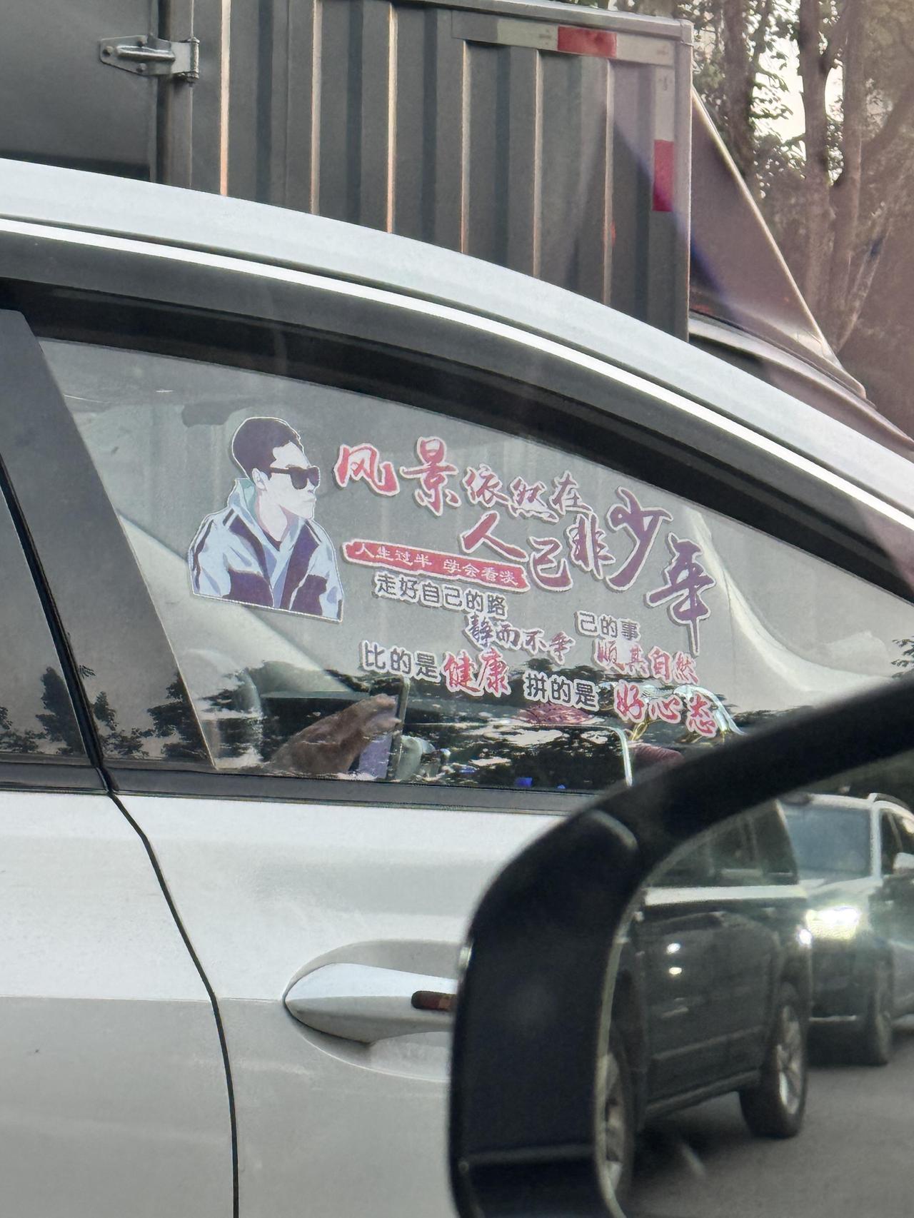 到底什么男人在贴这些车贴？反正给我第一感觉：小脚拉档牛仔裤，一双白色回力大球