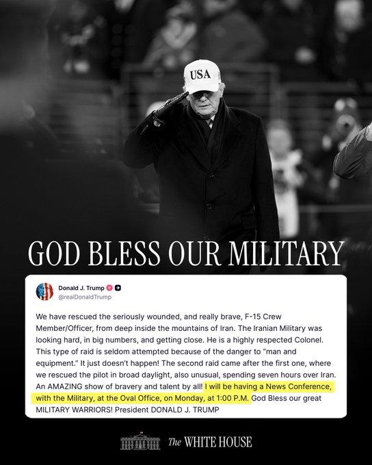 白宫官宣：特朗普将与军方在椭圆形办公室举行重要记者会（黑白照片总感觉怪怪的！）