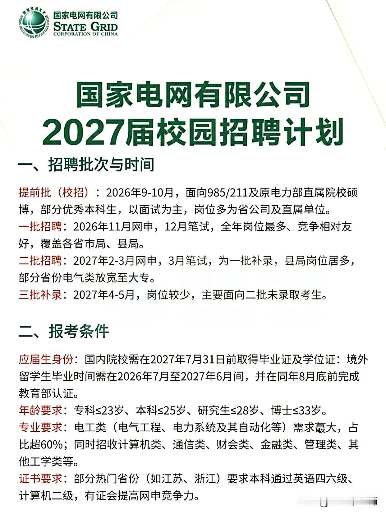 同学们，国家电网作为关系国家能源安全和国民经济命脉的骨干央企，每年都是电气等工科