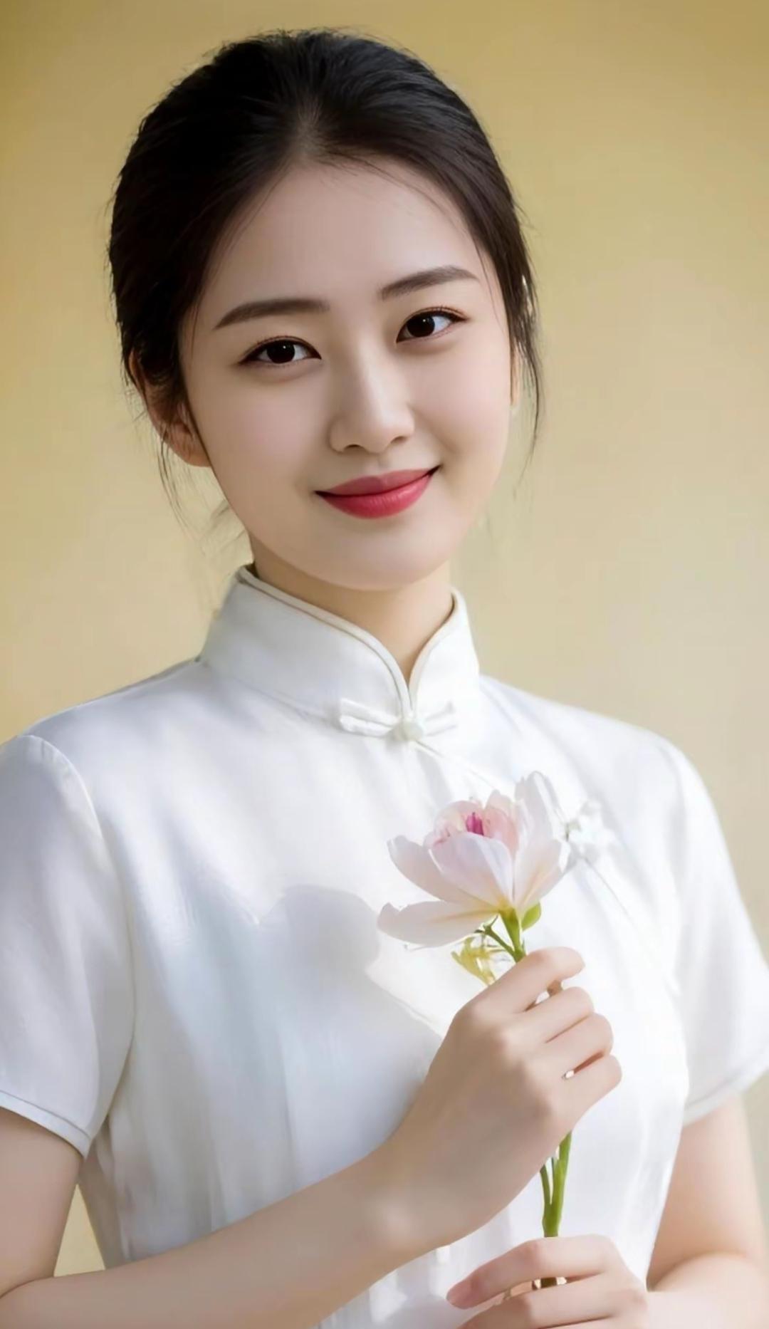 优雅少女与粉嫩花朵的完美邂逅。美女人像群高雅气质美女