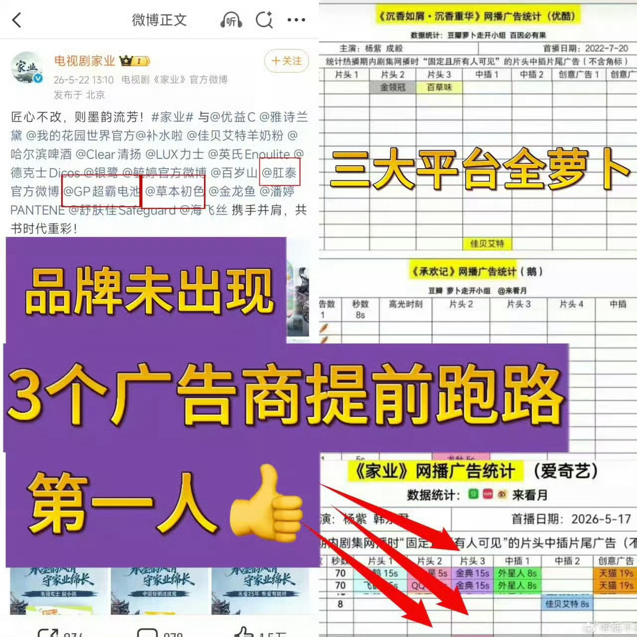 杨紫9部一番满广剧集口碑营销团队发力了，只能抓住唯一仅存的浮木，其实和很多剧一样