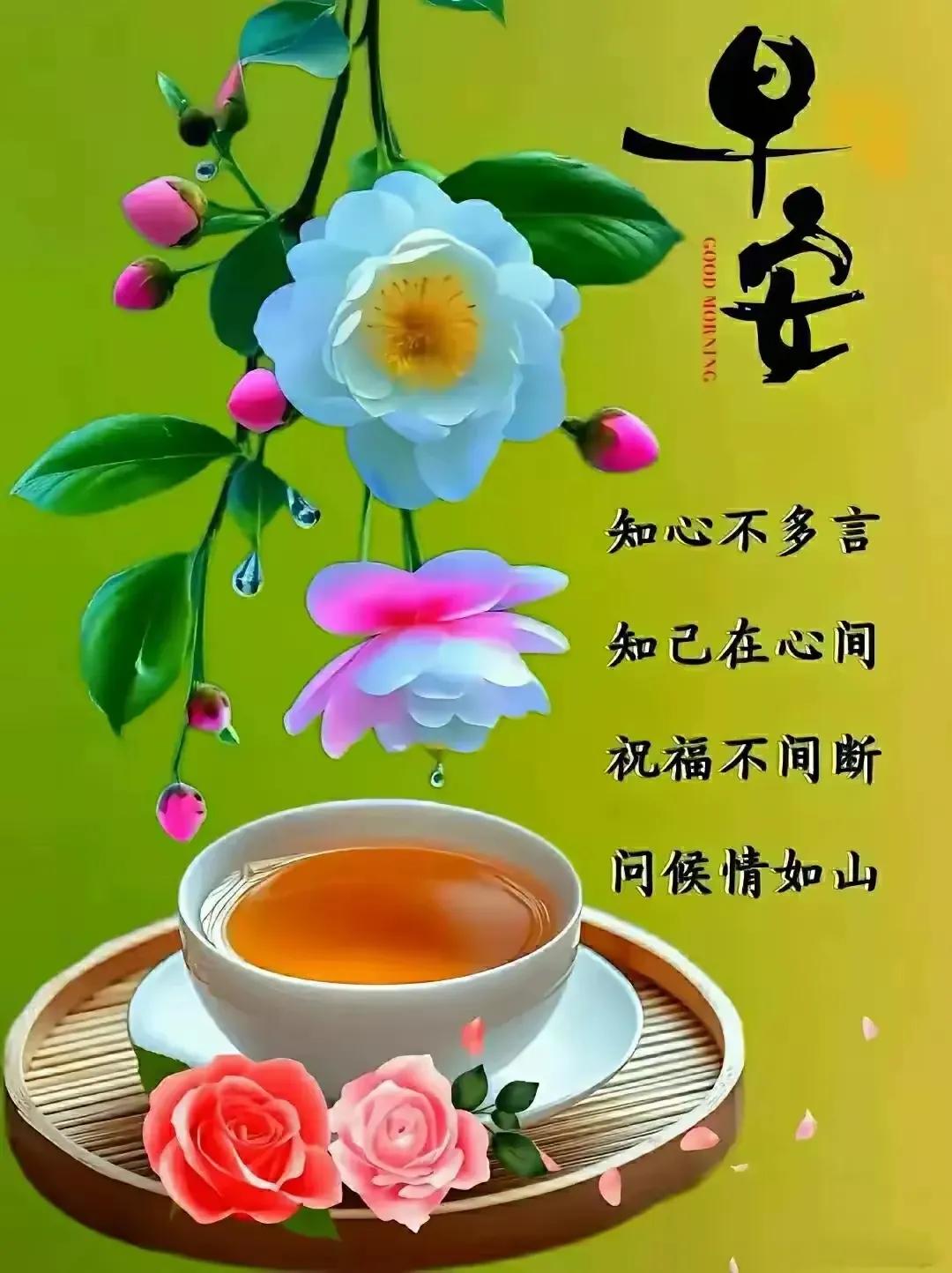 早安，静享一杯茶，祝福常相伴。