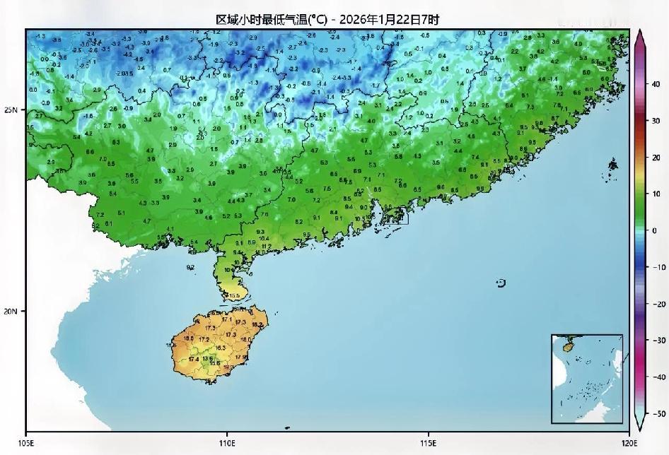 华南也是冻麻了除了海南广西最冷了！今早寒潮影响继续华南除海南外以及广东