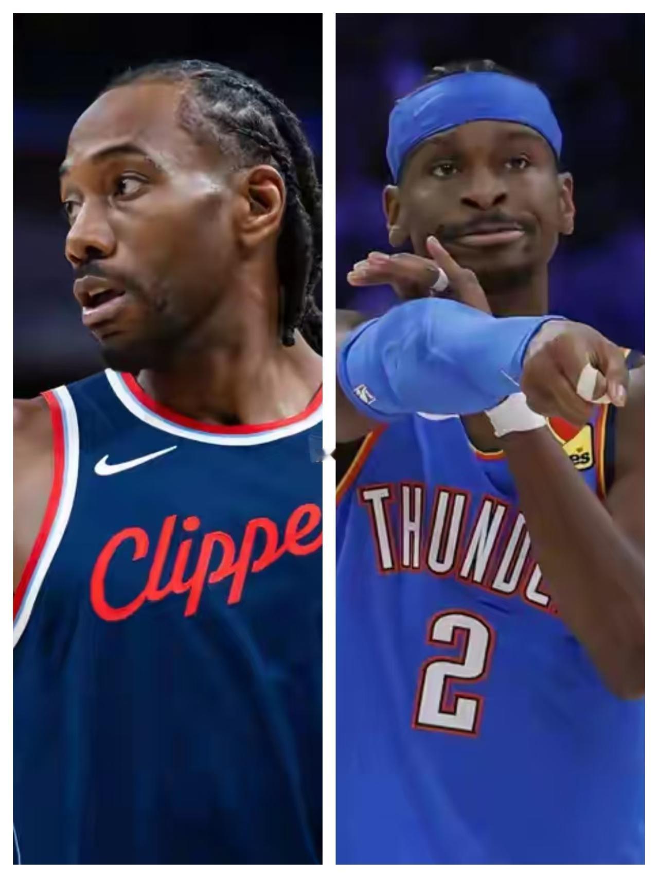 快船主场110-128雷霆！伦纳德和亚历山大数据对比：1、伦纳德首发出场的