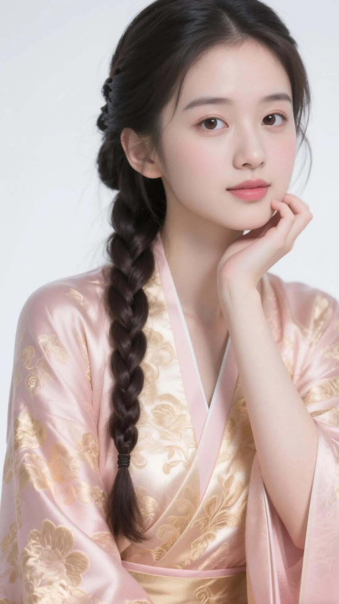 温婉古典，一袭粉金和服，恬静如画。