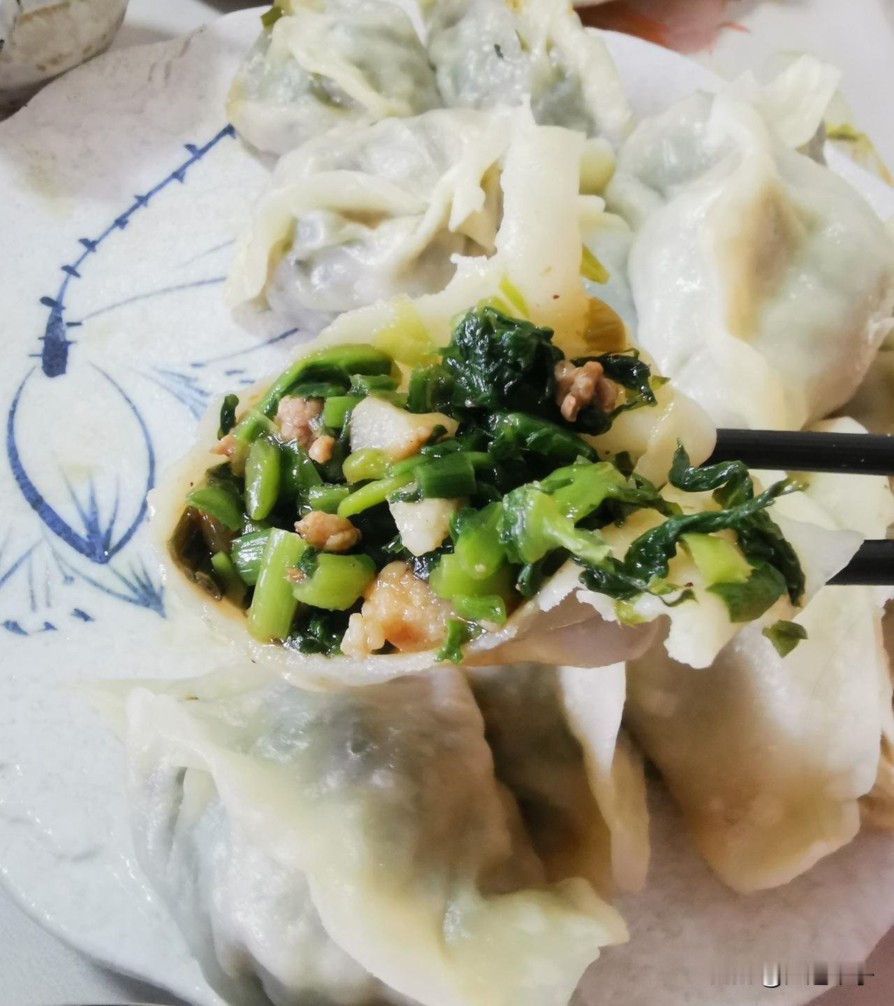 今天午饭吃撑了！萝卜樱子配海鲜加韭菜大蒸饺，真是大连地道美食！昨天甘井子