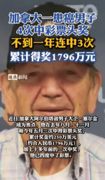 “命运弄人！”男子患癌后一年连中3次彩票头奖，累计奖金1796万元！最离谱的是，