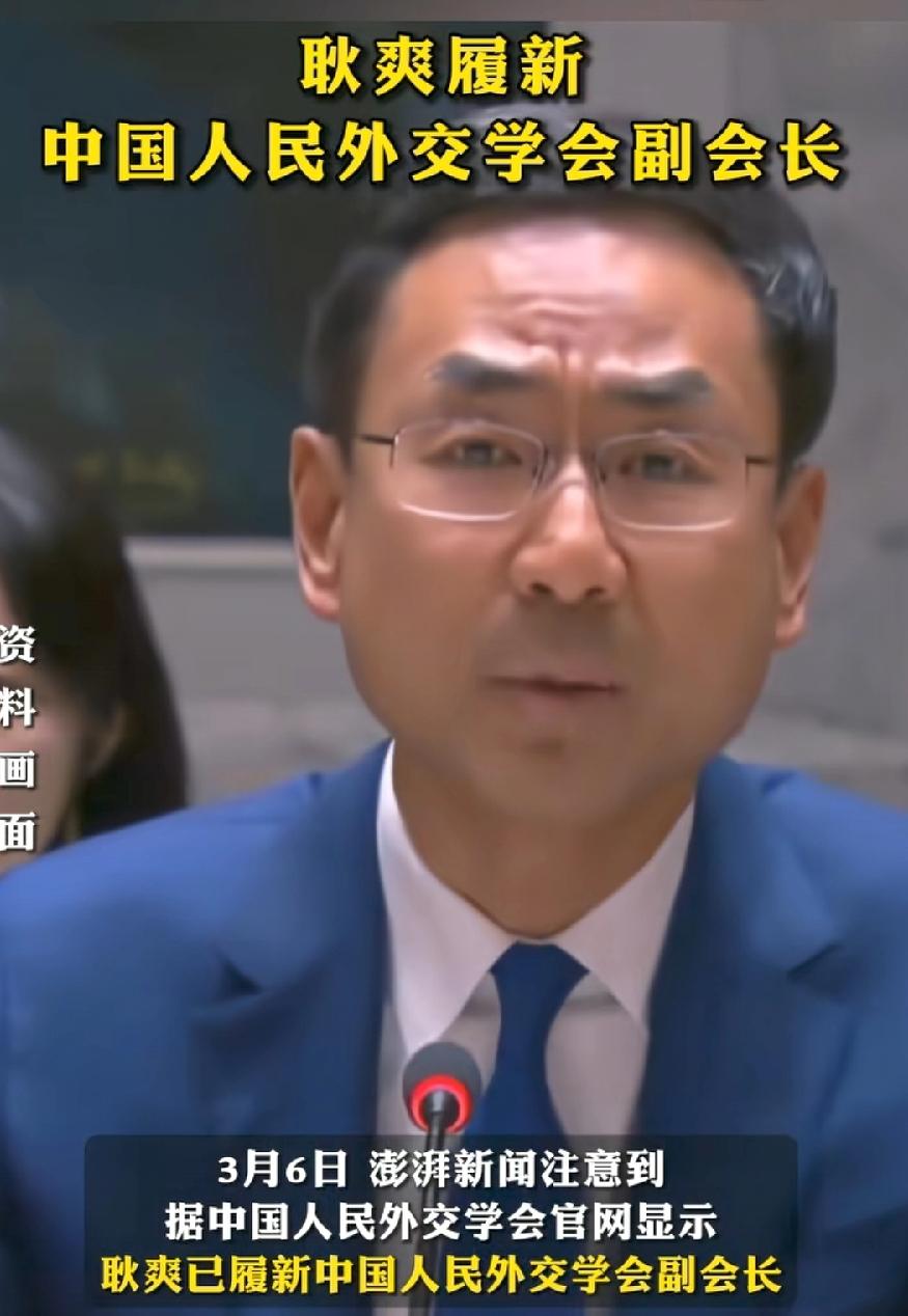 耿爽，履新外交学会副会长，在联合国干5年驻外工作，现在回国、回家了，耿爽担任外交