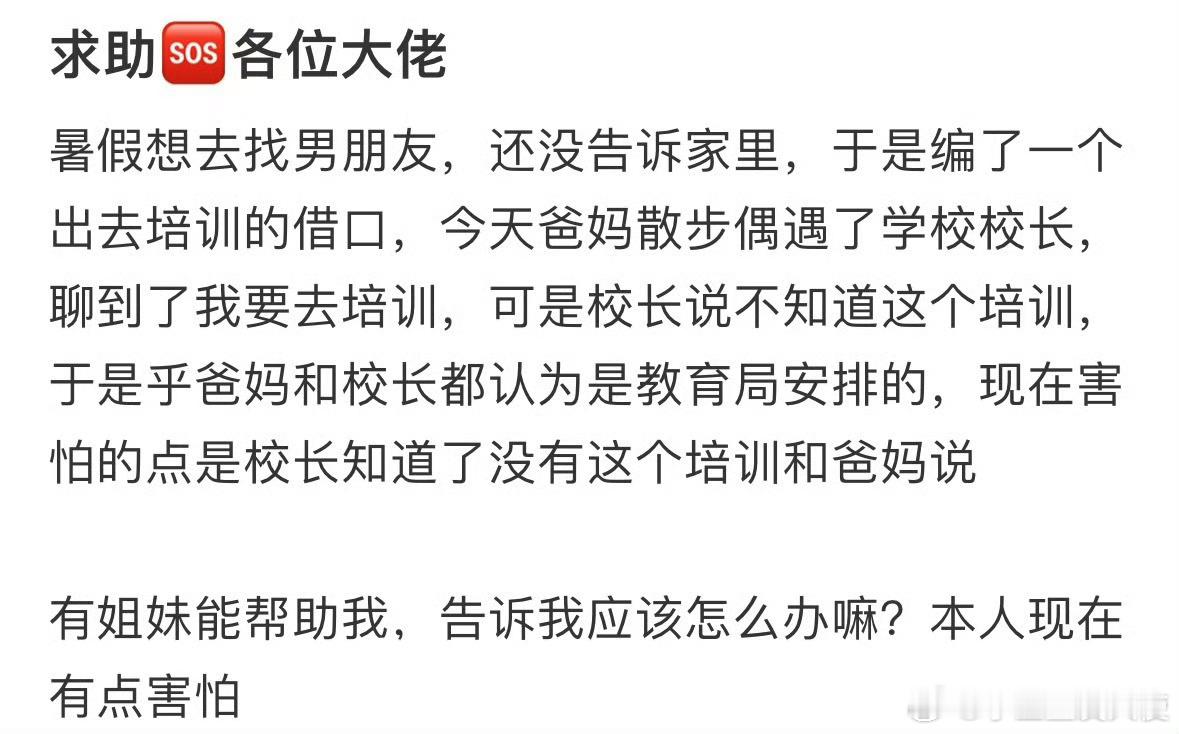 暑假想去找男朋友，还没告诉家里，于是编了一个出去培训的借口​​