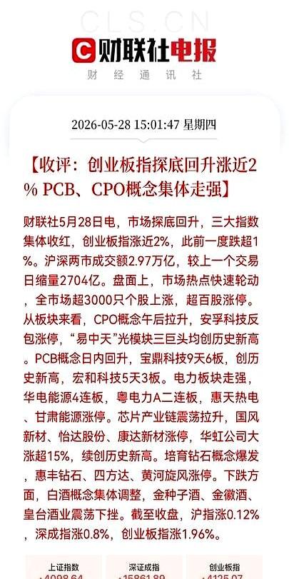 下午3点半，A股又给人看懵了，三大指数直接翻红，场面一下子热起来。更猛的是CP
