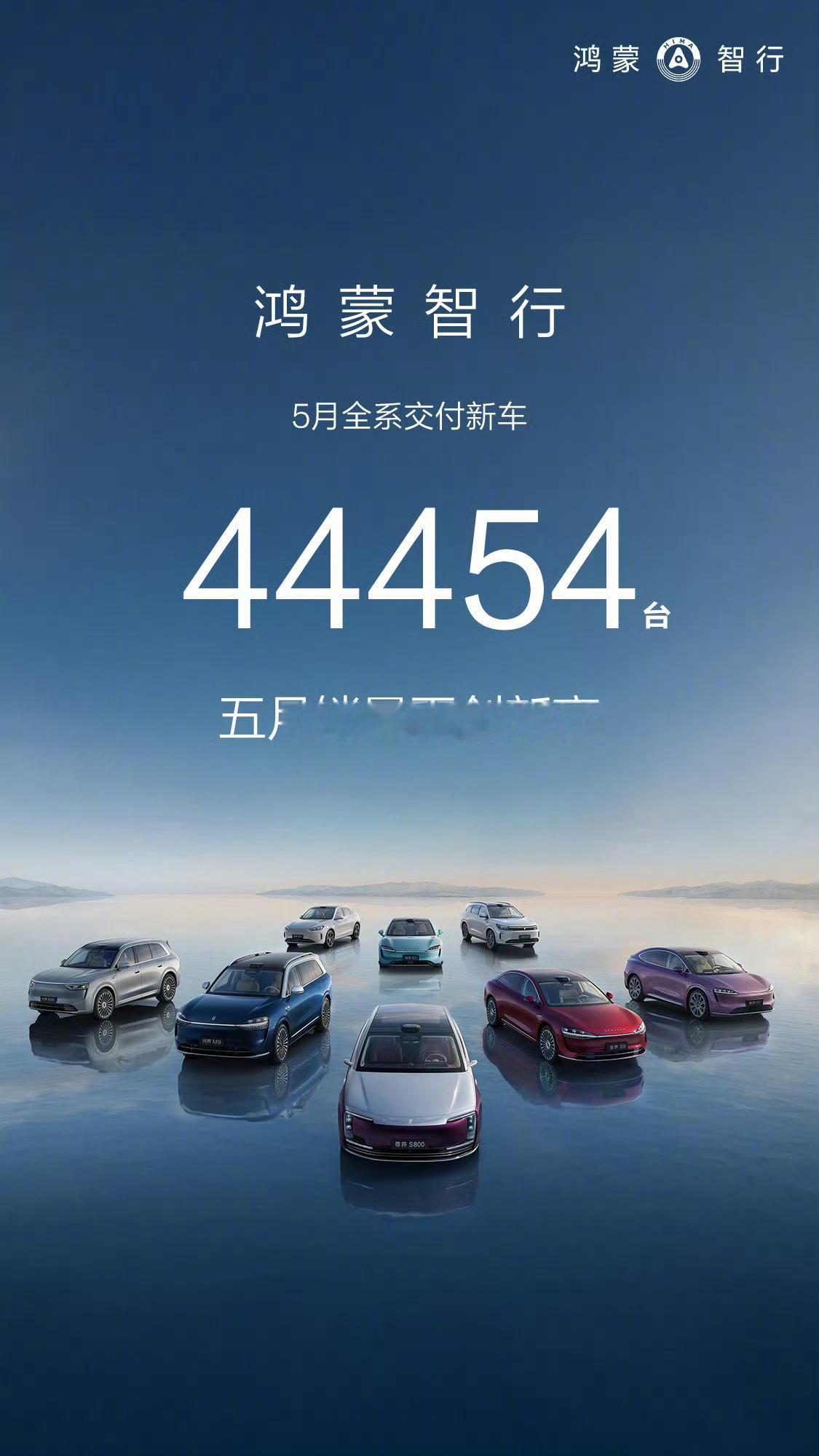 鸿蒙智行5月交付44454辆再创新高，各界成绩表现亮眼，进一步巩固鸿蒙智行高端汽