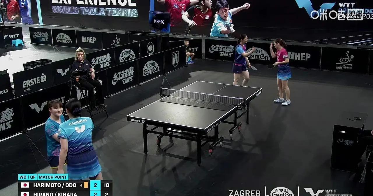 WTT常规挑战赛萨格勒布站日本女队女双内战张本美和/大藤沙月一平野美宇木原美