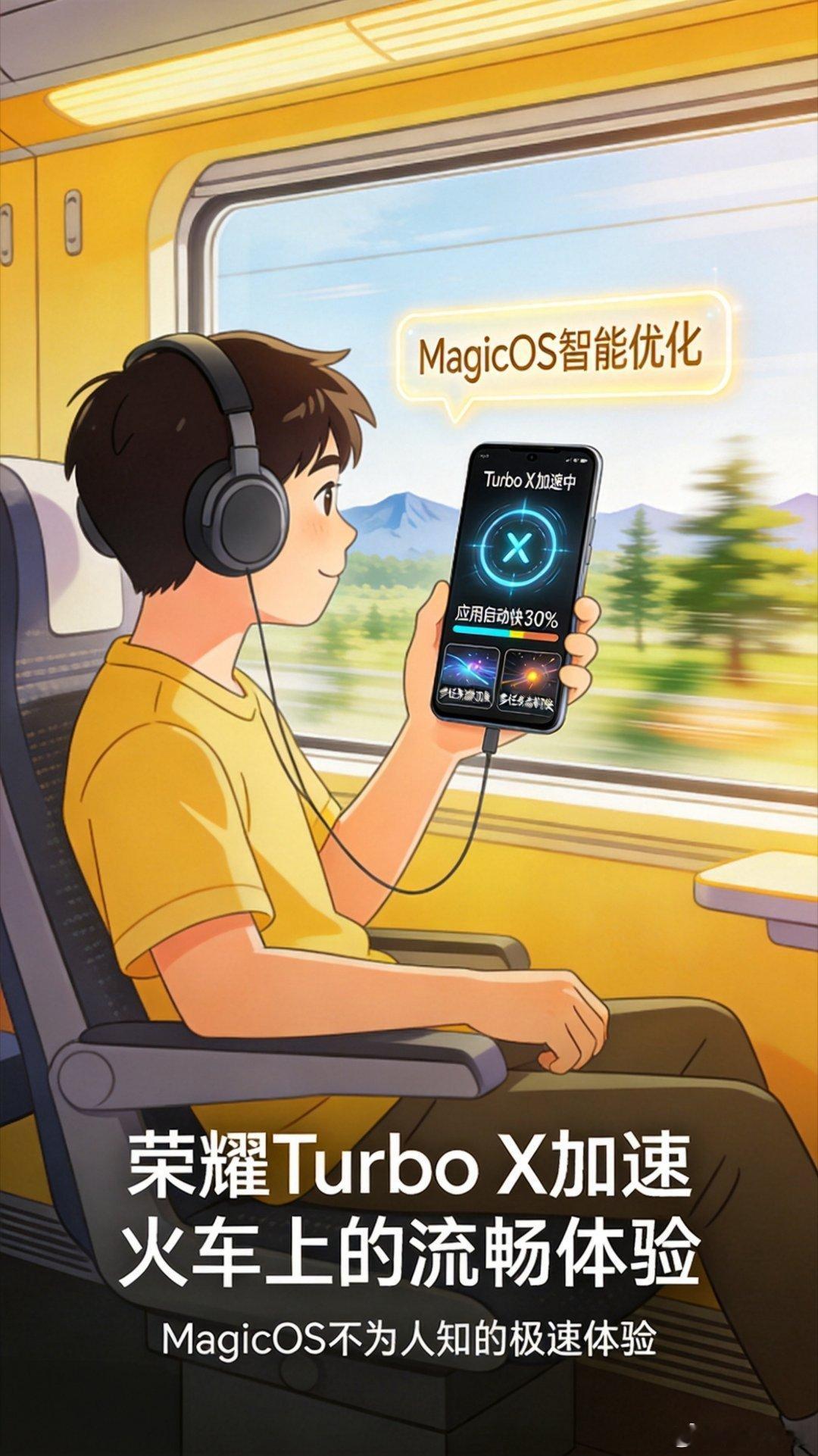 坐在高铁上，别人在找信号，我已经在用荣耀MagicV6优雅刷剧了。🚄不得不说，