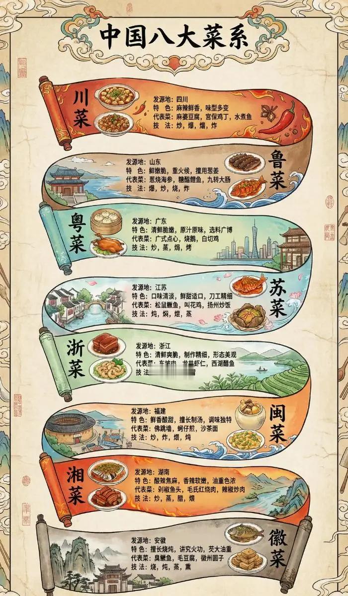 一张图看懂中国八大菜系