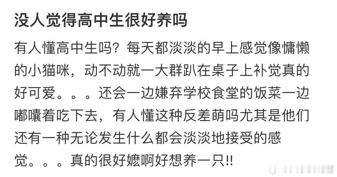 没人觉得高中生很好养吗