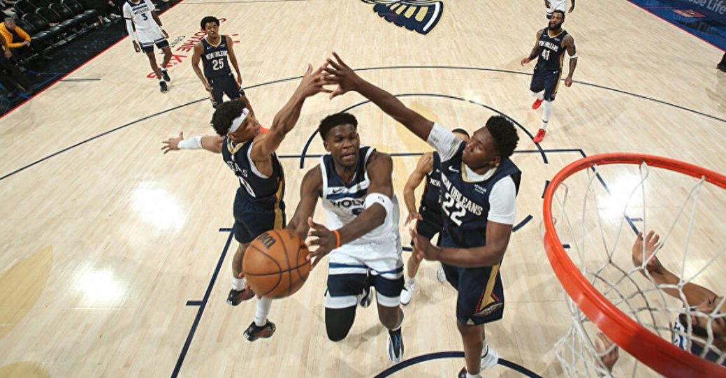 NBA常规赛，森林狼149-142（OT）鹈鹕。森林狼队爱德华兹44分5板4助