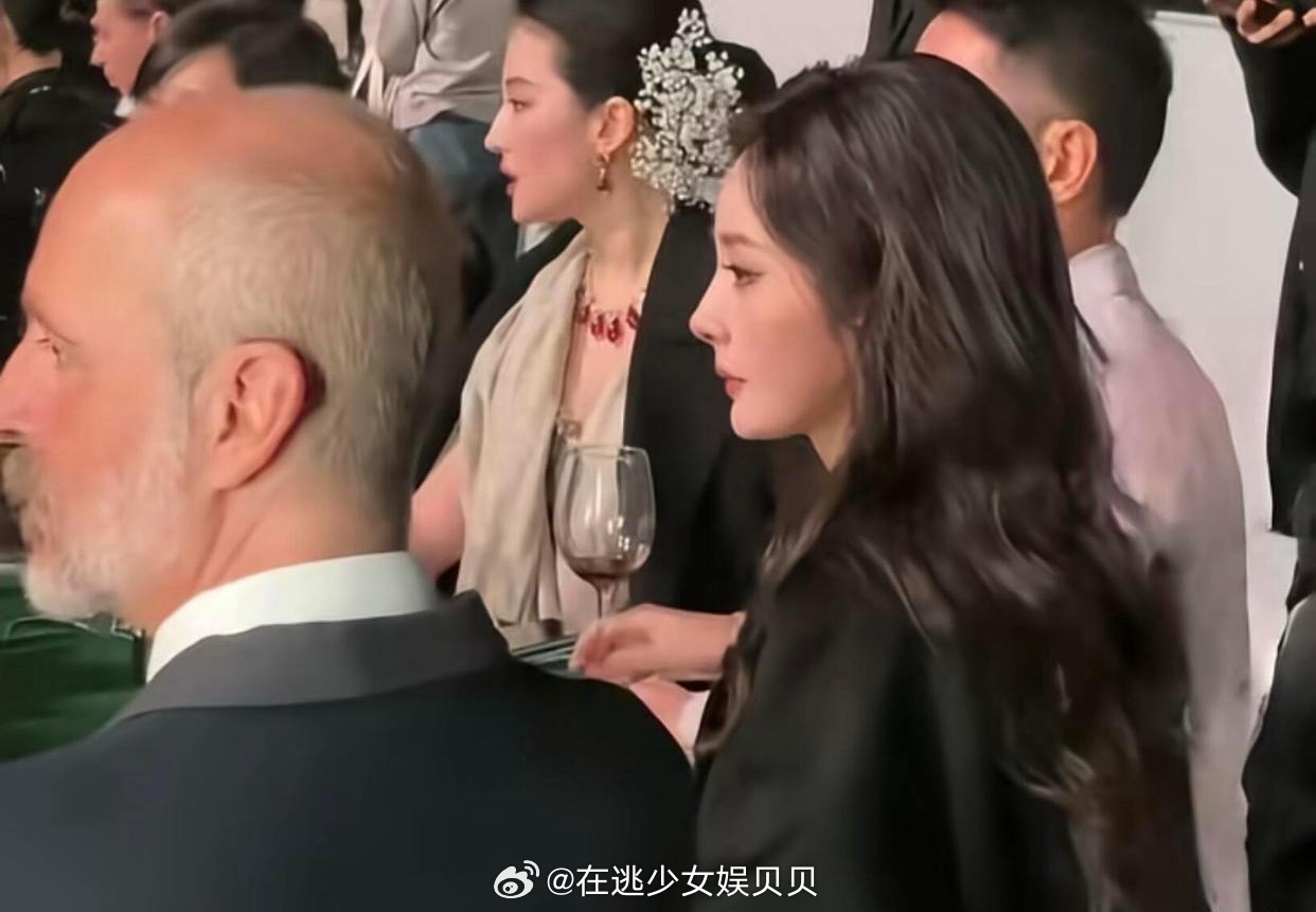 李登科拍了刘亦菲和杨幂同框照。一眼瞅见杨幂，就这侧颜，骨相老优越了。