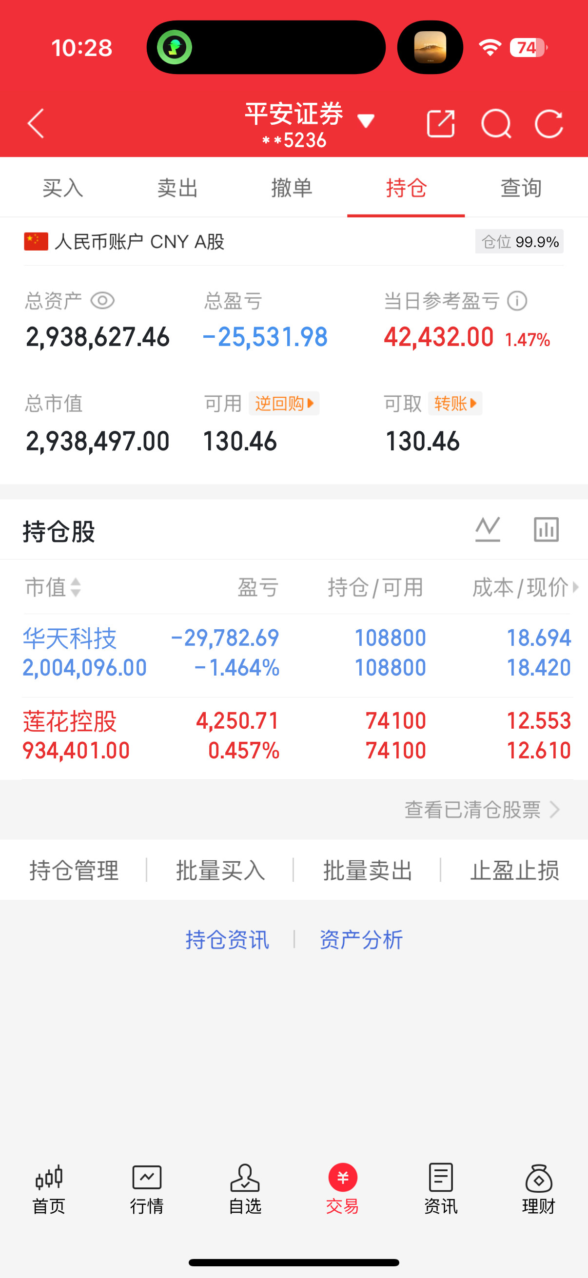 持有华天科技，莲花控股，静待花开🌹​​​