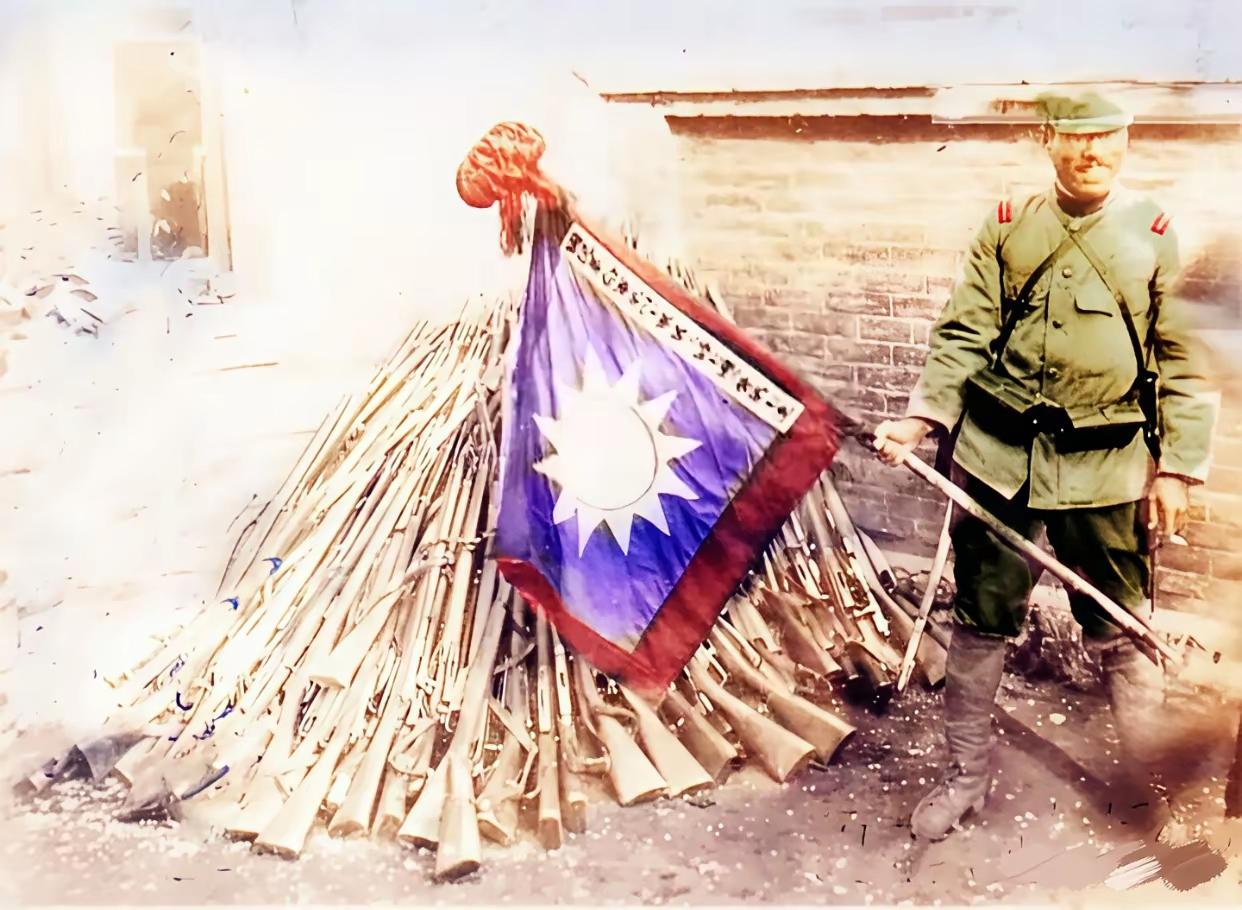 这是1928年倭寇为阻止国民革命军北伐济南，驻扎济南的日寇把7000名北伐军长枪