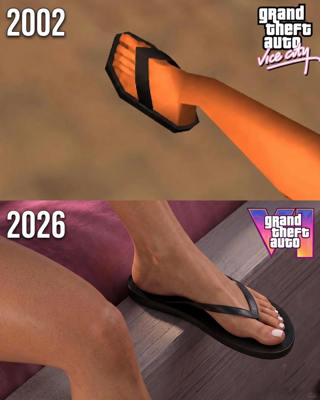 当年玩罪恶都市的时候是真觉得画面惊艳，如今跟GTA6同场景一对比才发现糊得不