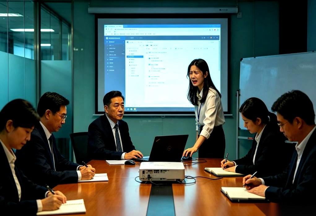 新来的女同事，把我熬了三周的85页方案，署上她名字，上台了。台下，各部门负责人