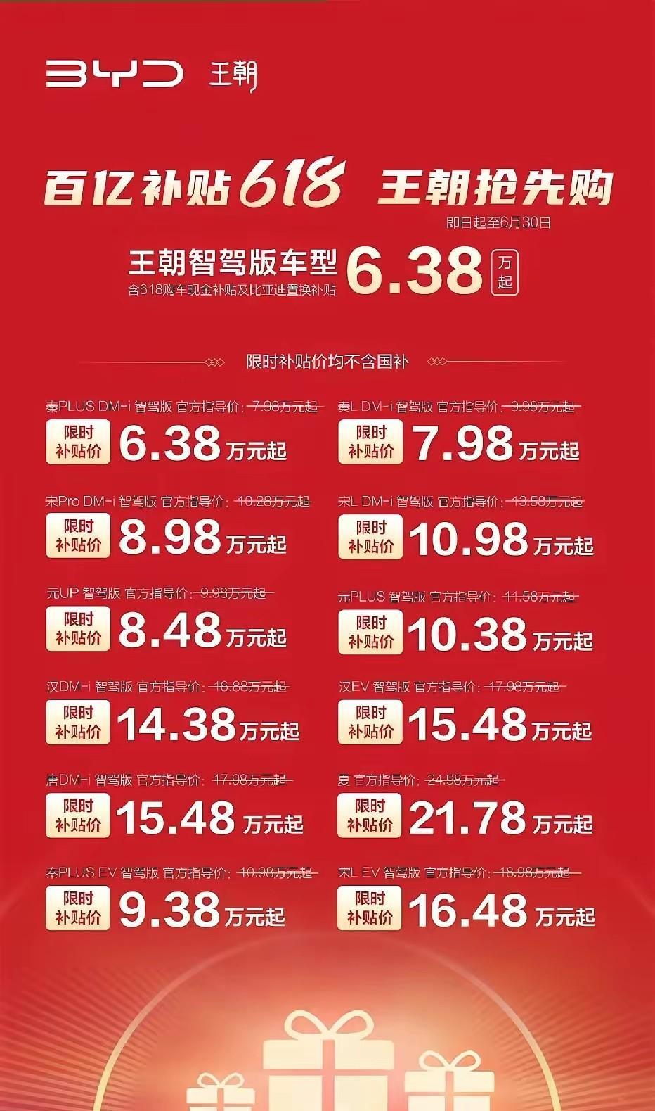 不含国补也6.38万起，现在没人说了吧，比亚迪真的勇，王朝网、海洋网双双发力，一