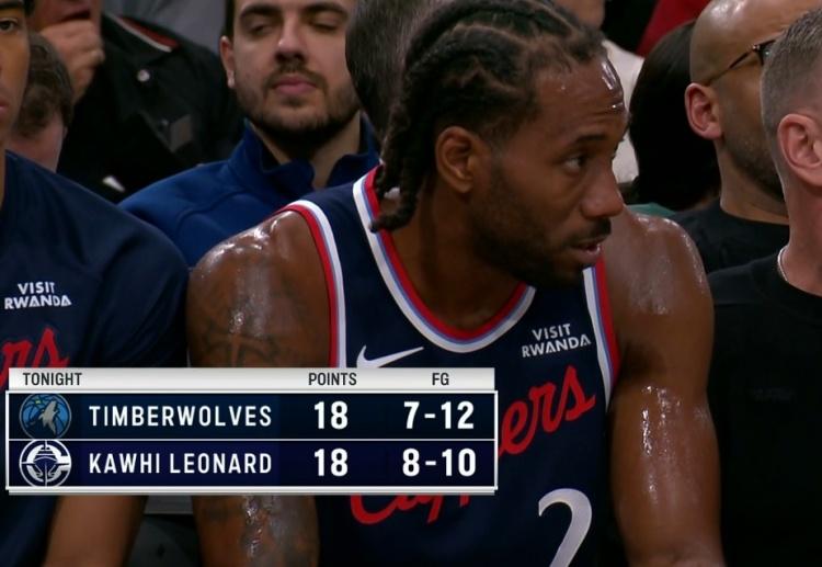 伦纳德砍下18分，10投8中森林狼全队18分，12投7中伦纳德一上来，就给