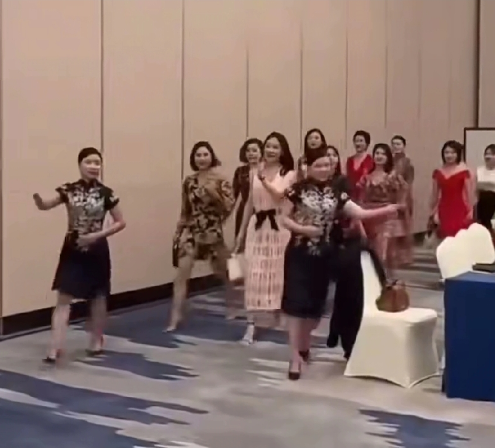 大型传销会场，中年妇女一大片，其实是相互吹捧、骗子行窃的秀场，里面离异的占一多半