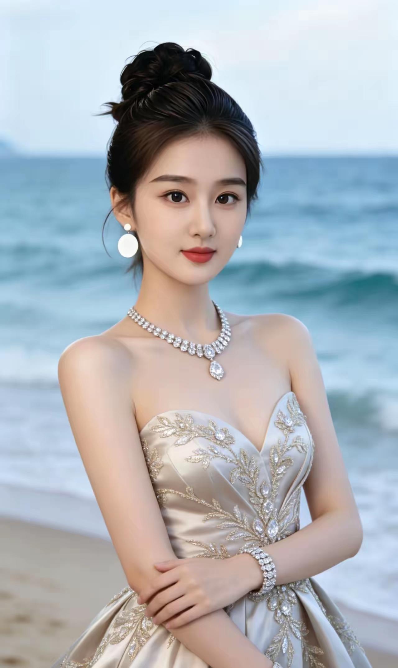 海畔星芒海风停在发梢替浪声，为你低吟浅唱白瓷般的耳坠，轻晃晃碎了整片