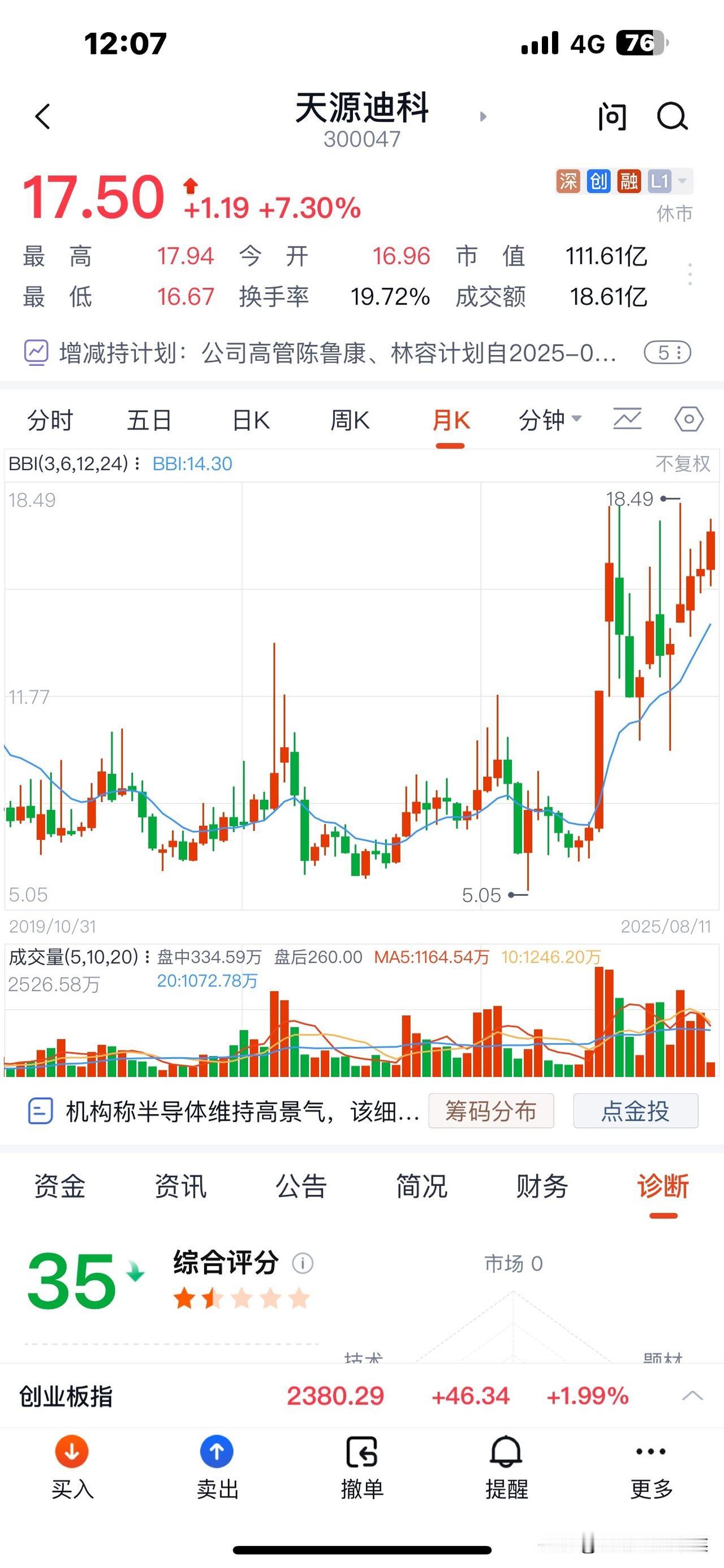 天源迪科明天（12号）岀2025年中报，今天（11号）有表现，我在9:59