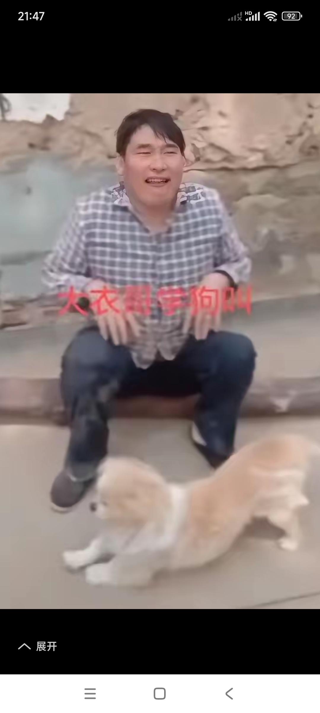 朱之文，这是什么造型啊？你可以说是一个大明星，是一个名人了。怎么还在学狗