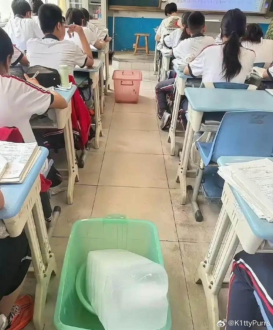 这么热就放个冰块学校咋想的？钱都到校长口袋里了吧