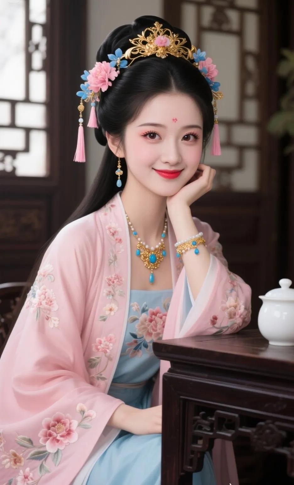 古风少女，典雅气质，韵味十足国风古代美人温婉古风美女中式古风美人古装国风小