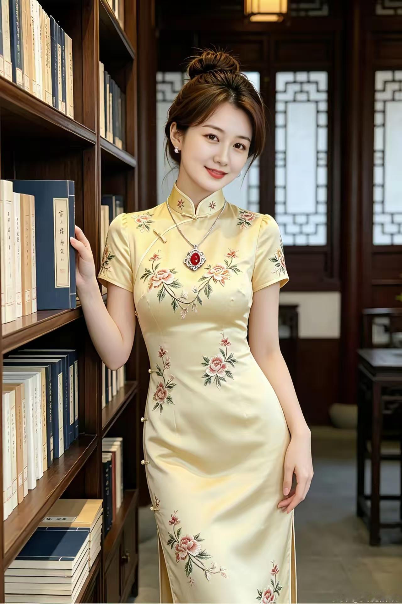 忆秦娥·书斋旗袍春衫薄，杏裁秀色融书阁。融书阁，绣纹凝韵，翡红轻落。