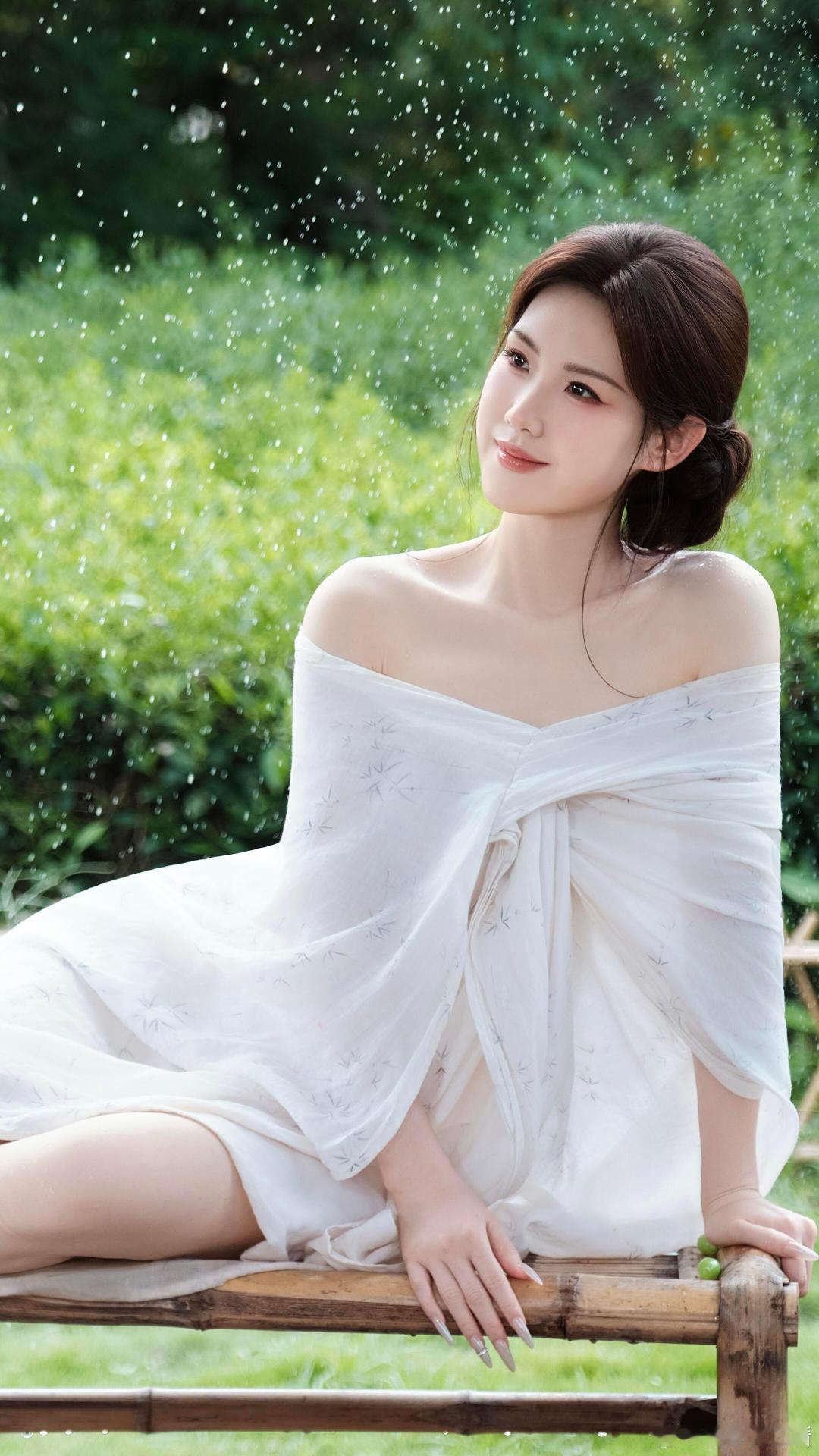 #全球精英摄影##稳一个人身上最明显的贵气#细雨漫过青林，竹椅上白衣轻扬。衣间藏着竹影，微风携雨而来