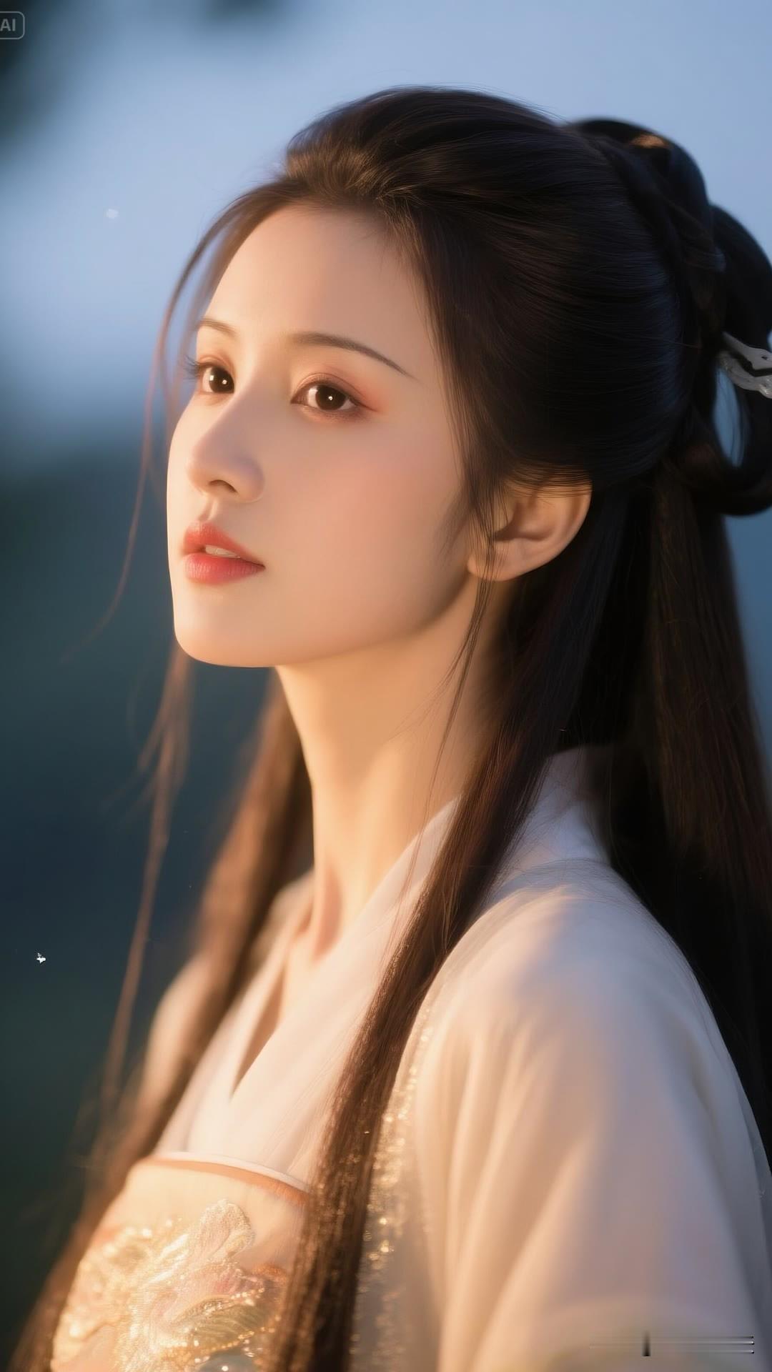 霜华凝袖底，孤影照寒灯。古风美女绝世古风美女