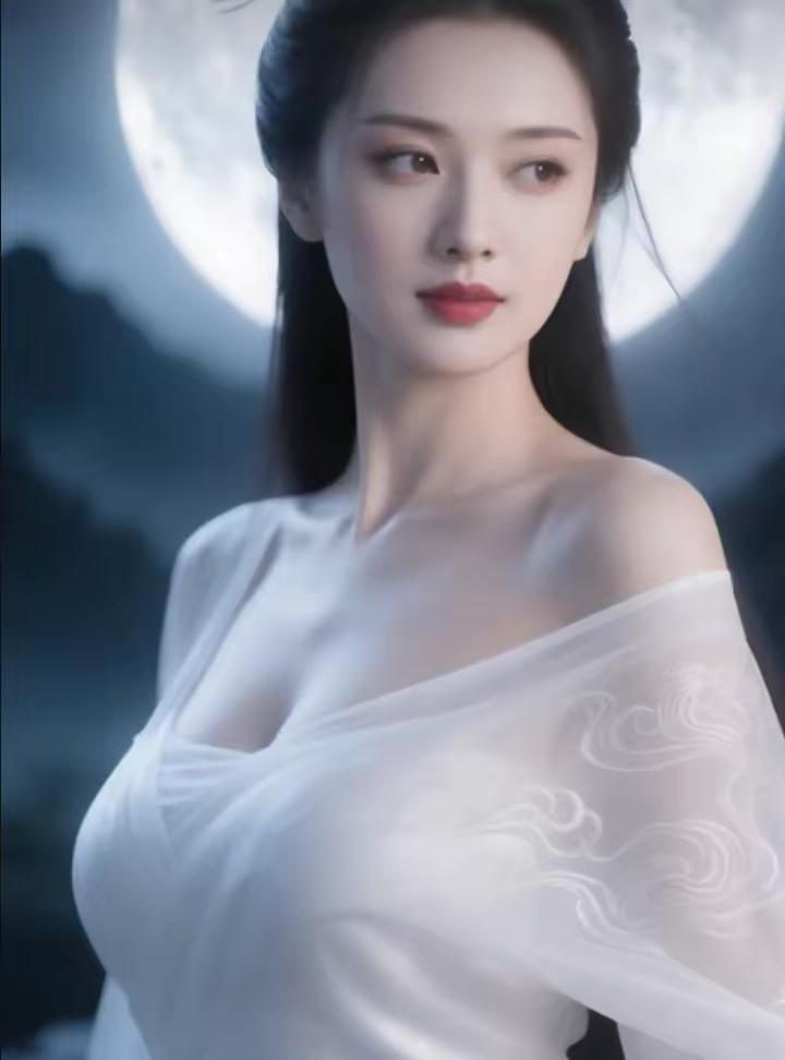 出水芙蓉，梨花带雨眉清目秀，美若冠玉月亮好美，眼中温柔月里嫦娥，花中仙子