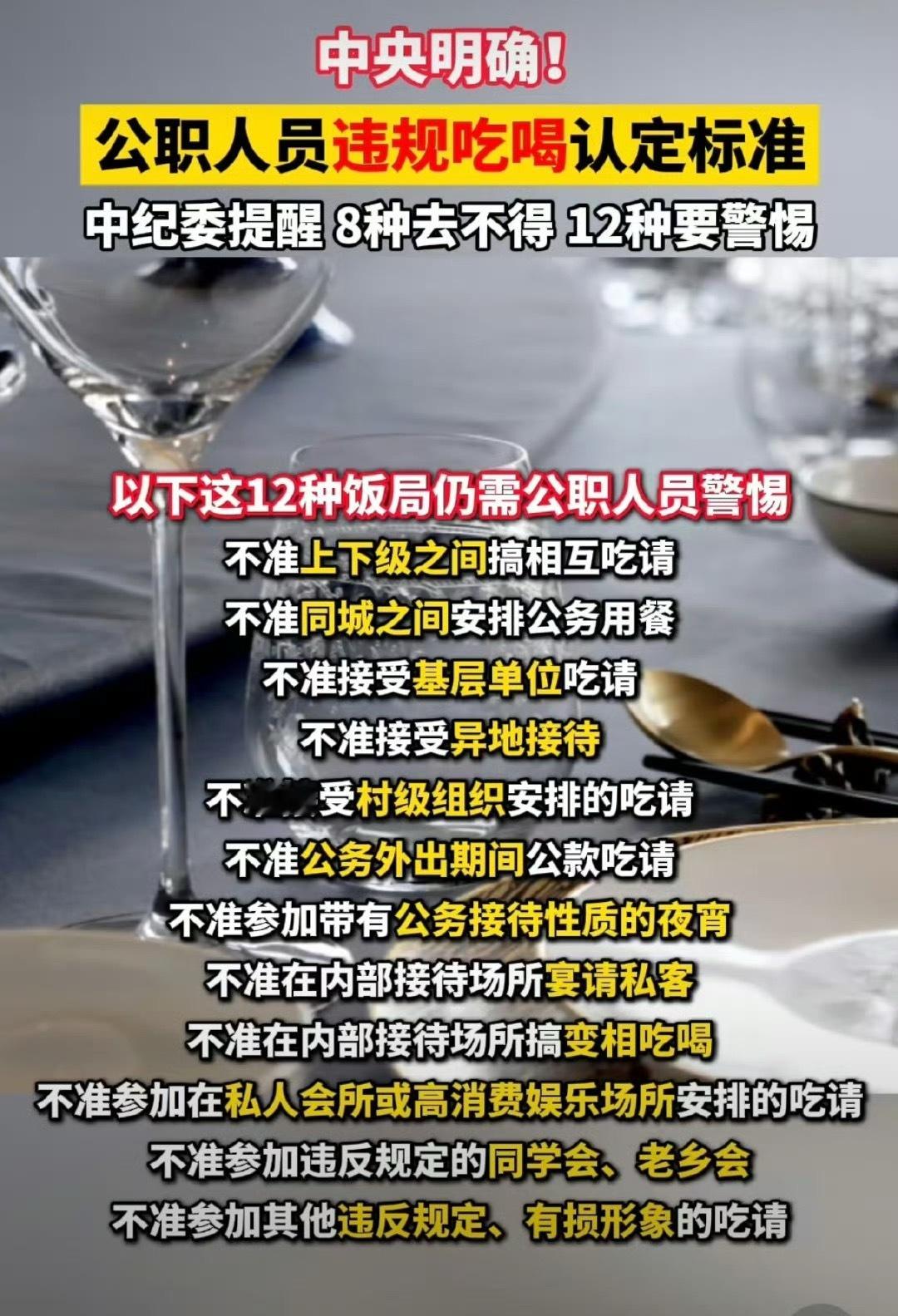 中央发布公职人员违规吃喝认定标准😅​​​