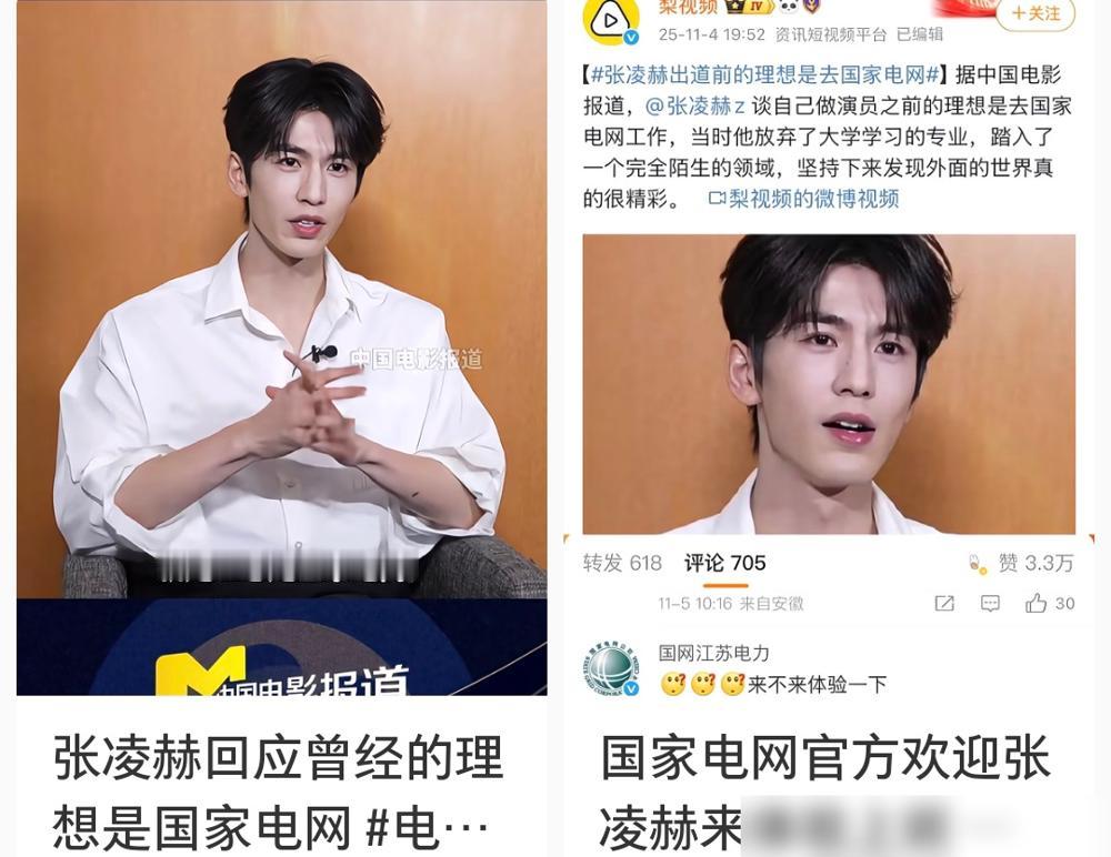 看到张凌赫聊起国家电网的采访片段，我突然明白他为啥放弃铁饭碗当演员了！他