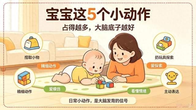 宝宝这5个小动作, 是聪明信号! 占得越多, 大脑底子越好