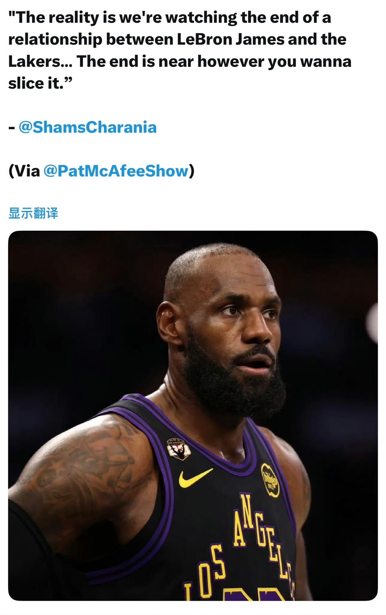 吓尿了！詹姆斯、里奇保罗将与珍妮面谈以消除误会。Shams也说詹姆斯湖人生涯即