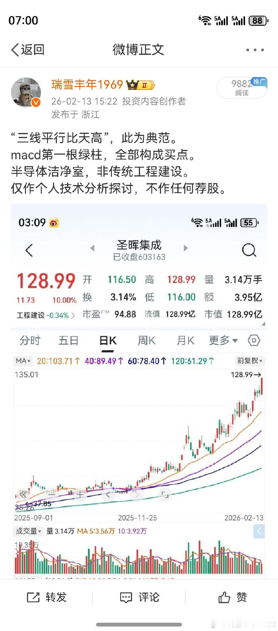 凡机构中线控盘操作的股票，凡严格符合技术分析的股票，真不能轻易言顶。实战中，最困
