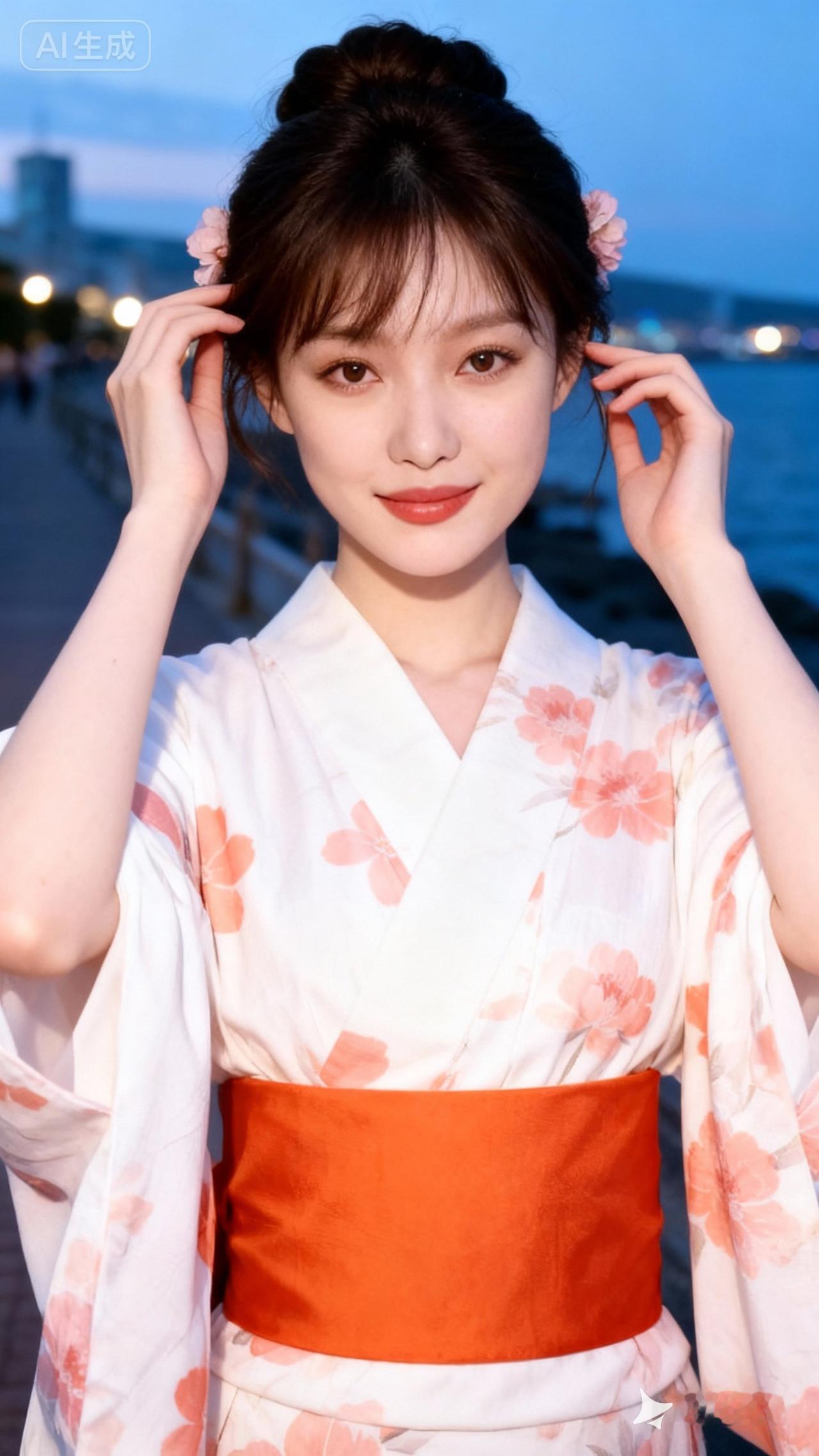 樱花季的浪漫和风穿搭，粉嫩的樱花与和服相得益彰，温柔动人。