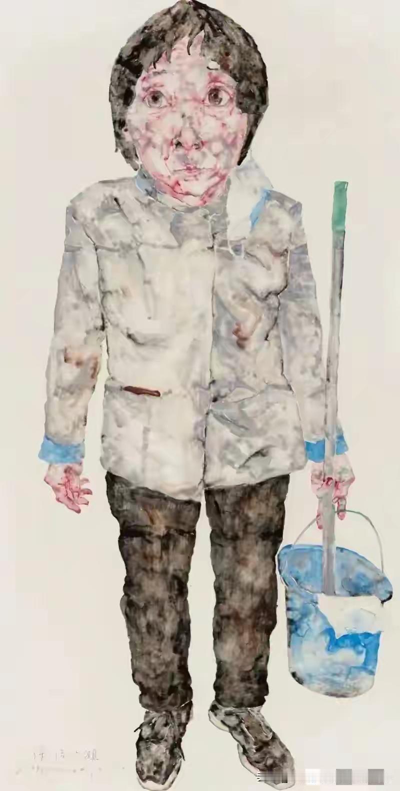 清华美院再出审丑神作：把保洁大姐画成"鬼"，圈内人狂吹凡人颂歌，这个作品属于丁荭