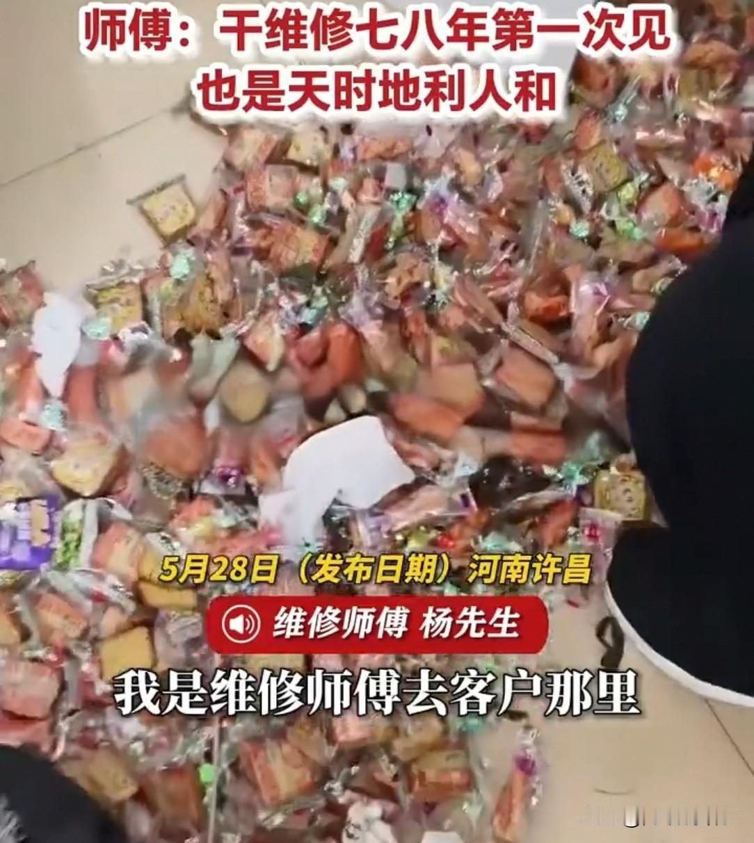 河北一维修师傅正拆外壳检修，刚要开盖，突然听见里头窸窣作响。以为是老鼠，往后退了