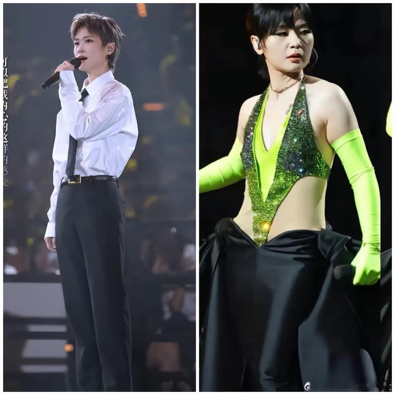 同样是超级女生出道开演唱会，一个被夸年轻帅气，一个被吐槽没钱请造型师​9月6日李宇春在北京开演唱会，