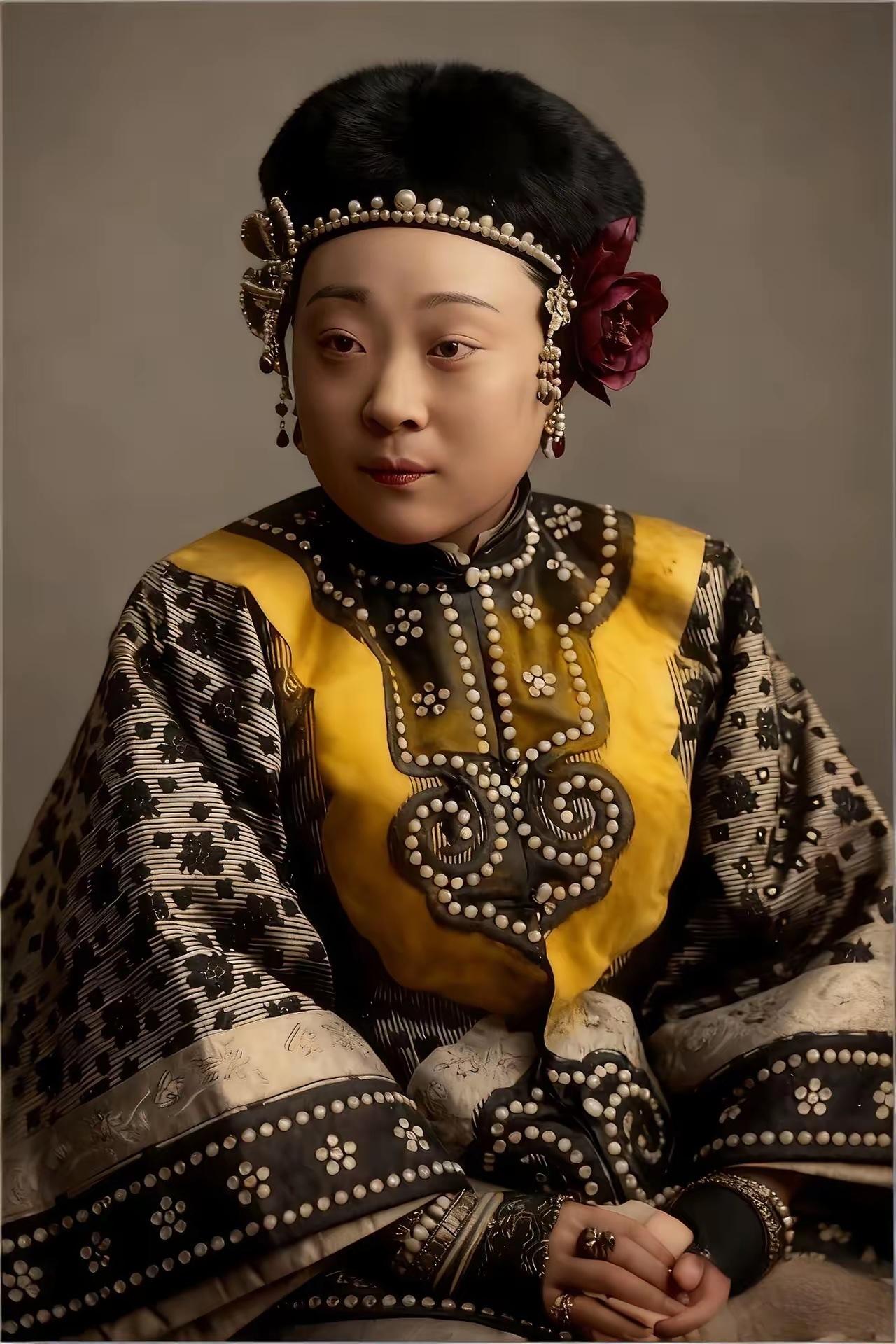 这是清朝珍妃的真实容貌，不要被电视剧骗了，清朝的妃嫔长这样。想想中国历史四大